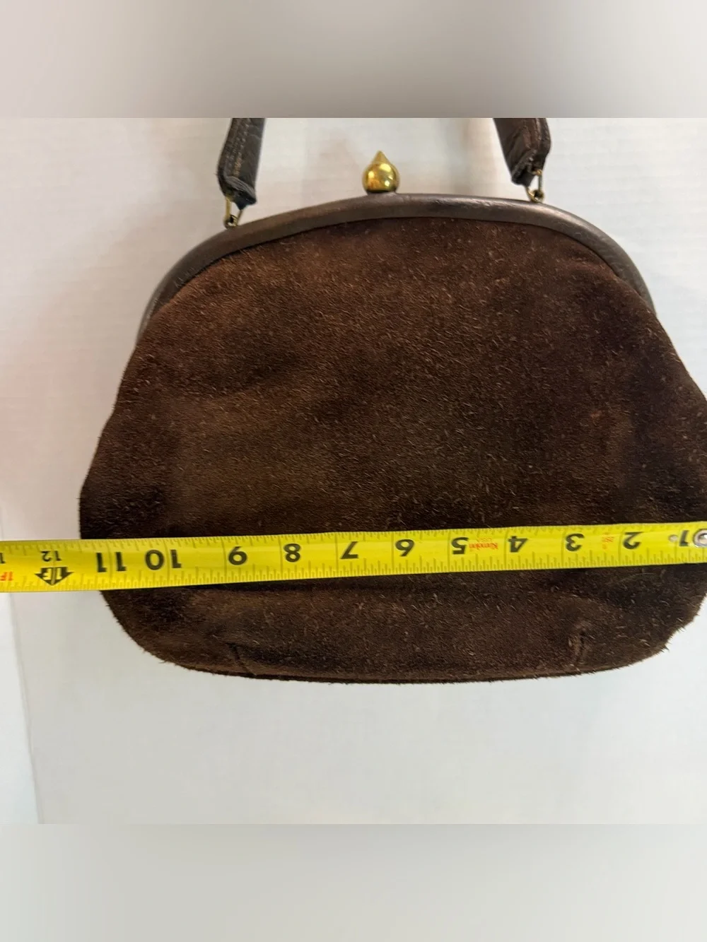 60s Dark Brown Suede Top-Handle Satchel